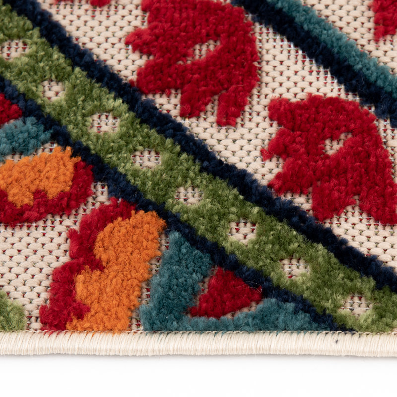 Langley Street Murray Canyon Cream/Bright Red Indoor/Outdoor Rug